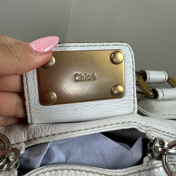 Chloe Paddington White Leather Satchel Bag Vintage Authentic - Picture 6 of 16